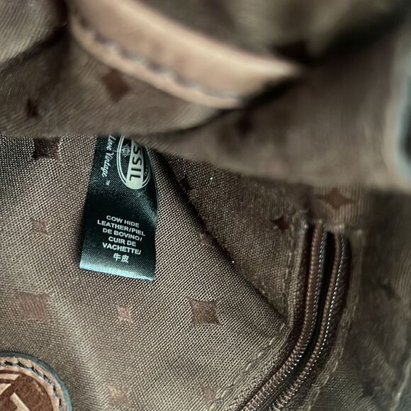 Fossil RARE Bronze Gold Soft Leather Messenger Crossbody w\Skeleton key - Picture 6 of 11